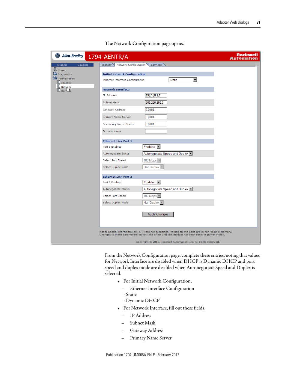 Rockwell Automation 1794-AENTR_AENTRXT FLEX I/O Dual Port EtherNet/IP Adapter Modules User Manual | Page 79 / 88