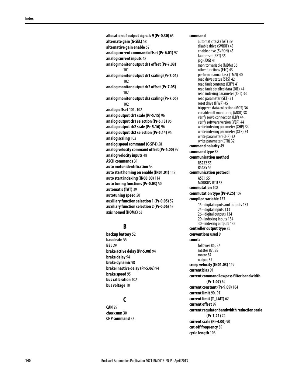 Rockwell Automation 2071-Axx Kinetix 3 Component Servo Drive Serial Host Command Reference Manual User Manual | Page 140 / 146