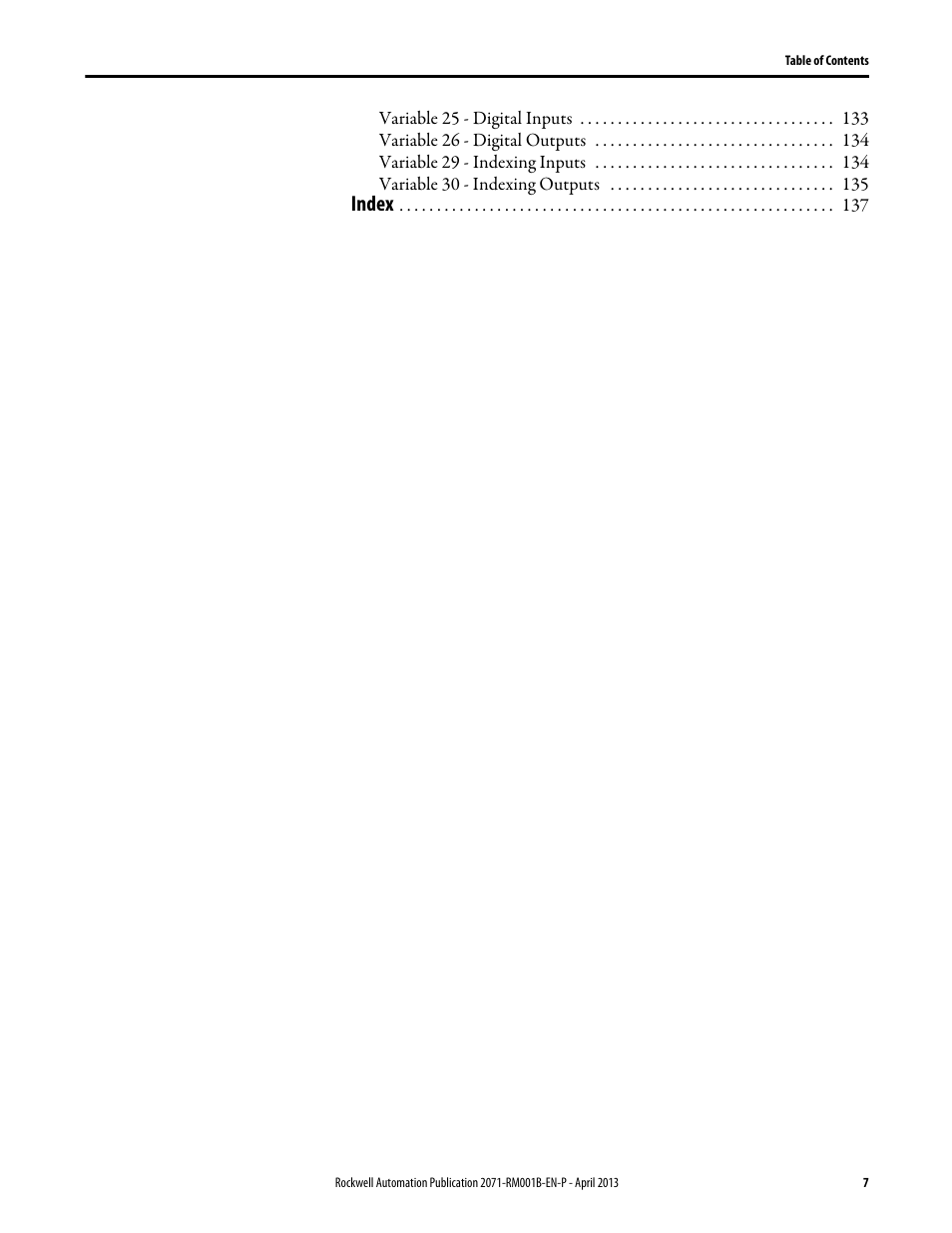 Index | Rockwell Automation 2071-Axx Kinetix 3 Component Servo Drive Serial Host Command Reference Manual User Manual | Page 7 / 146