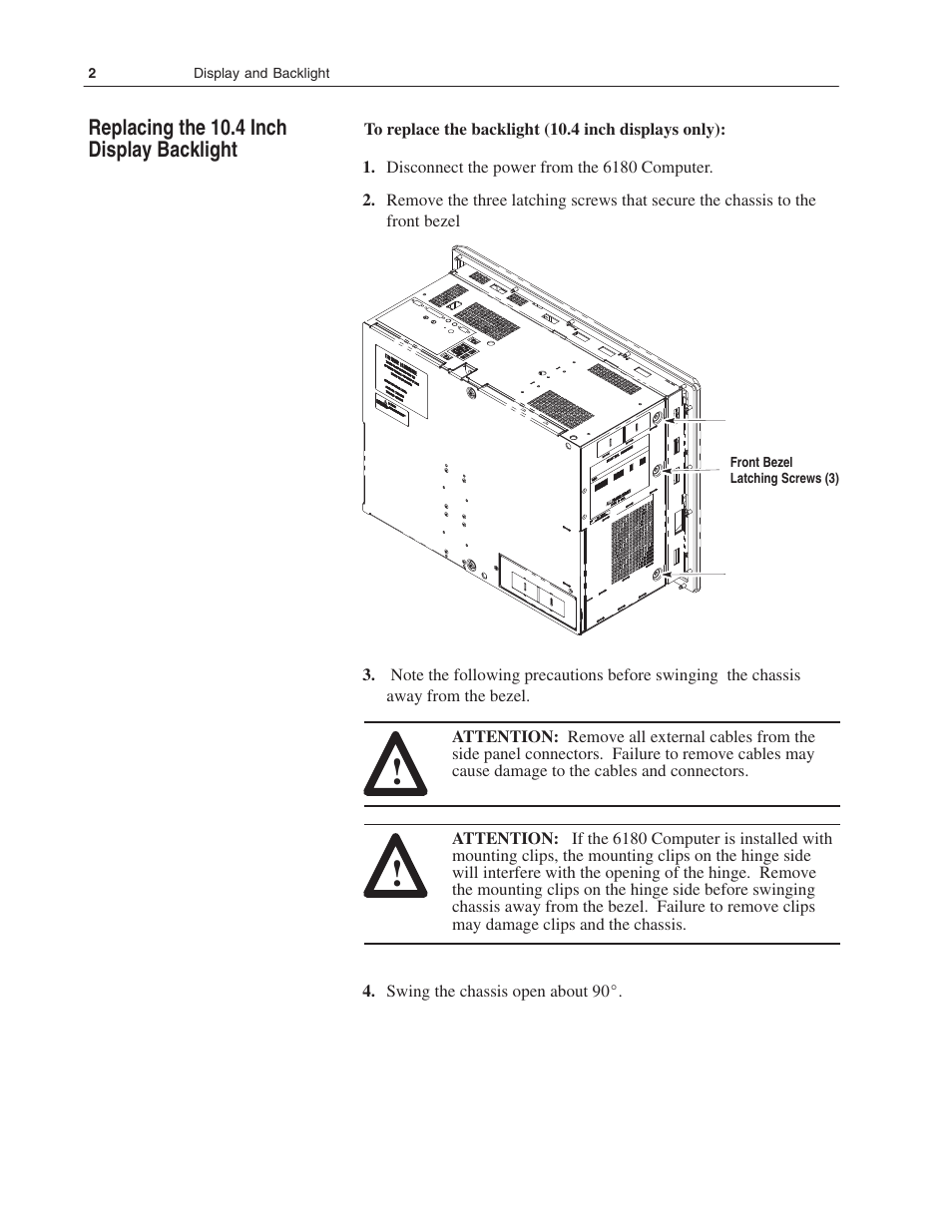 Rockwell Automation 6180 RAC6180 Display and Backlight Installation Instructions User Manual | Page 2 / 8