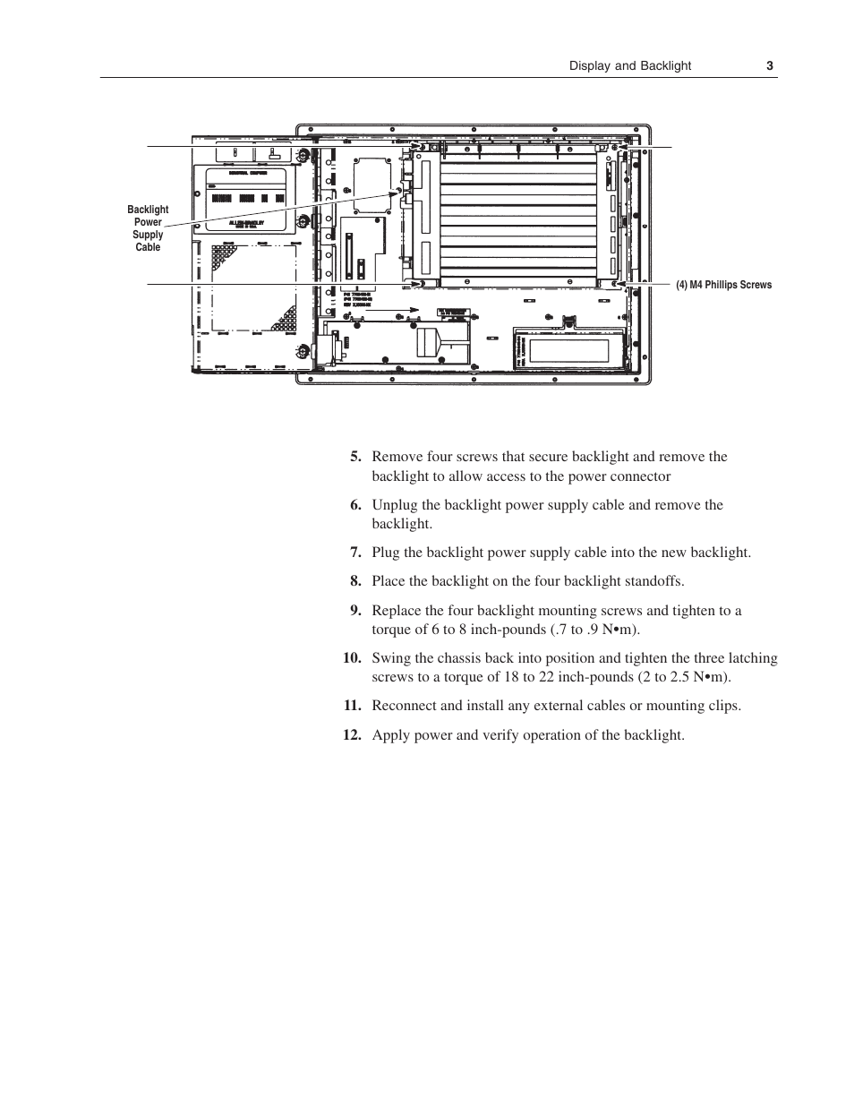 Rockwell Automation 6180 RAC6180 Display and Backlight Installation Instructions User Manual | Page 3 / 8