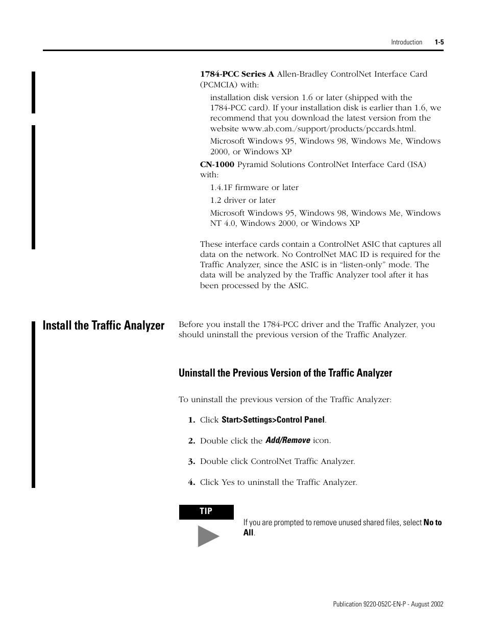 Install the traffic analyzer | Rockwell Automation 9220-WINTA ControlNet Traffic Analyzer Reference Manual User Manual | Page 15 / 96