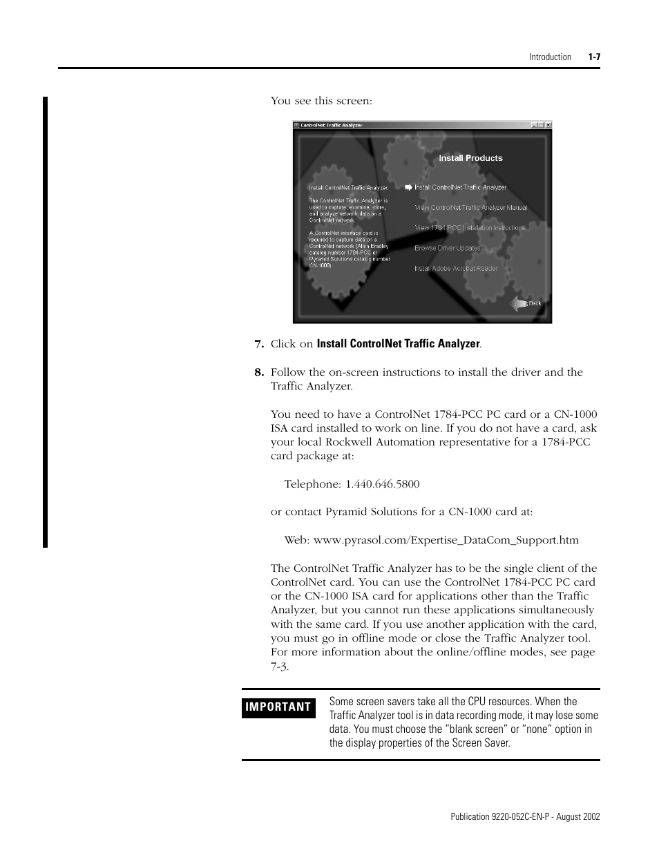 Rockwell Automation 9220-WINTA ControlNet Traffic Analyzer Reference Manual User Manual | Page 17 / 96
