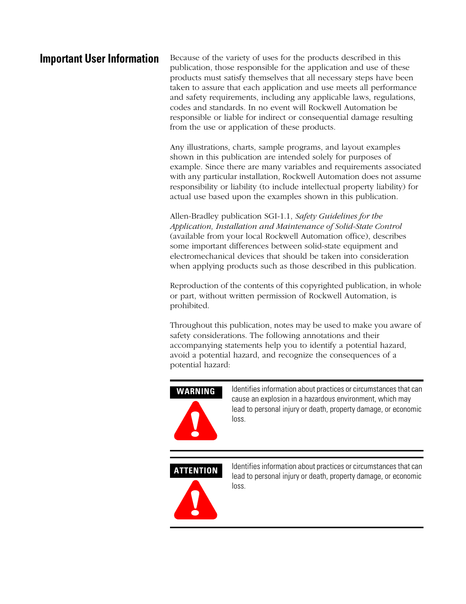 Important user information | Rockwell Automation 9220-WINTA ControlNet Traffic Analyzer Reference Manual User Manual | Page 2 / 96