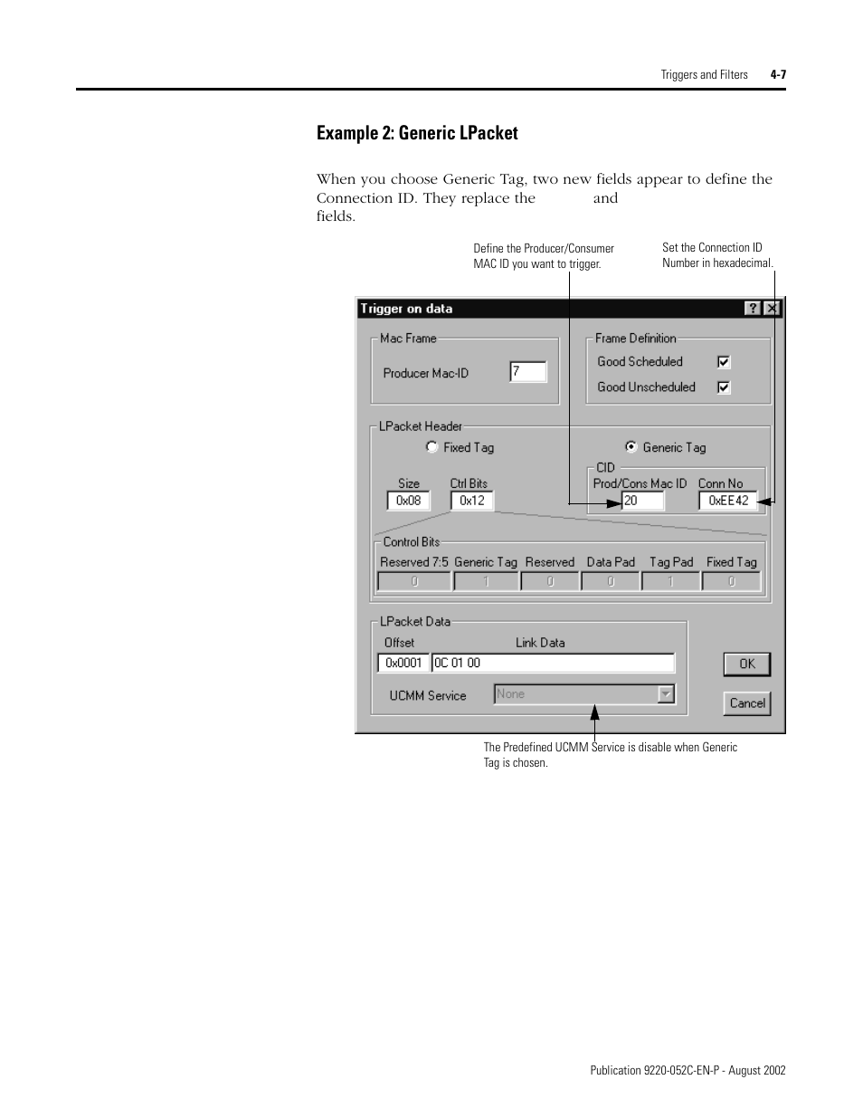 Example 2: generic lpacket, Example 2: generic lpacket -7 | Rockwell Automation 9220-WINTA ControlNet Traffic Analyzer Reference Manual User Manual | Page 41 / 96