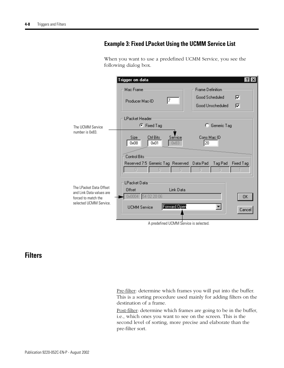 Filters, Filters -8 | Rockwell Automation 9220-WINTA ControlNet Traffic Analyzer Reference Manual User Manual | Page 42 / 96