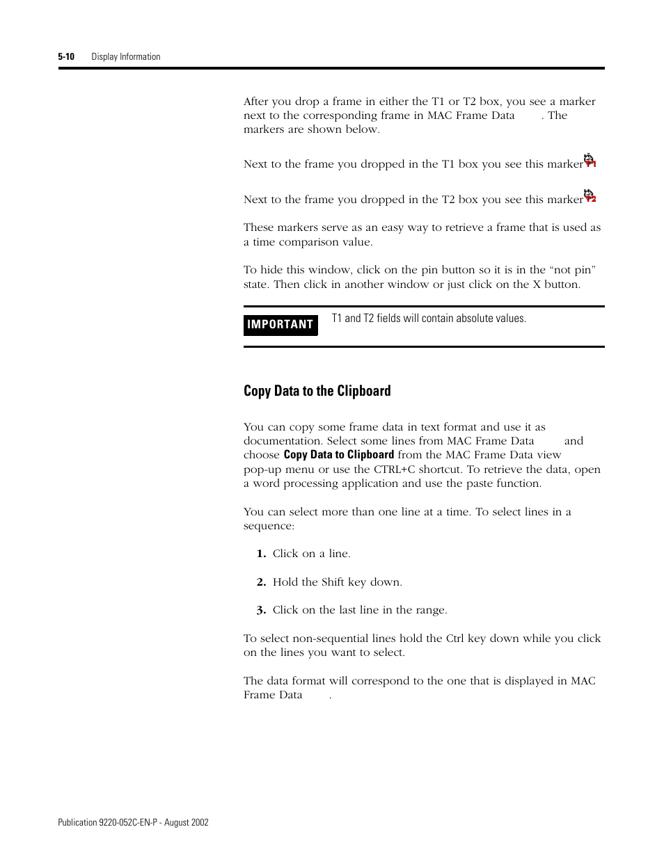 Copy data to the clipboard, Copy data to the clipboard -10 | Rockwell Automation 9220-WINTA ControlNet Traffic Analyzer Reference Manual User Manual | Page 60 / 96