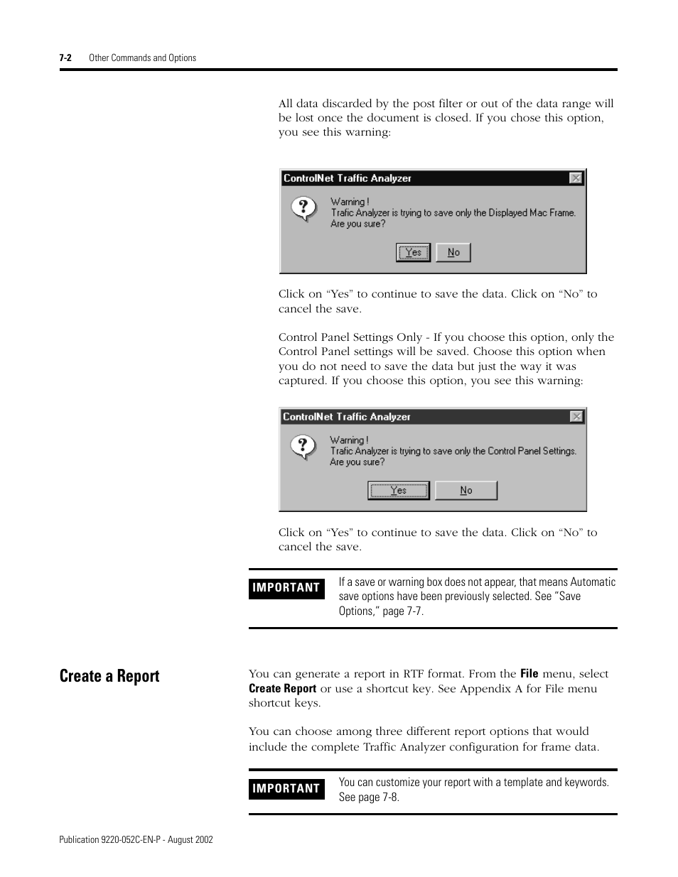 Create a report, Create a report -2 | Rockwell Automation 9220-WINTA ControlNet Traffic Analyzer Reference Manual User Manual | Page 66 / 96