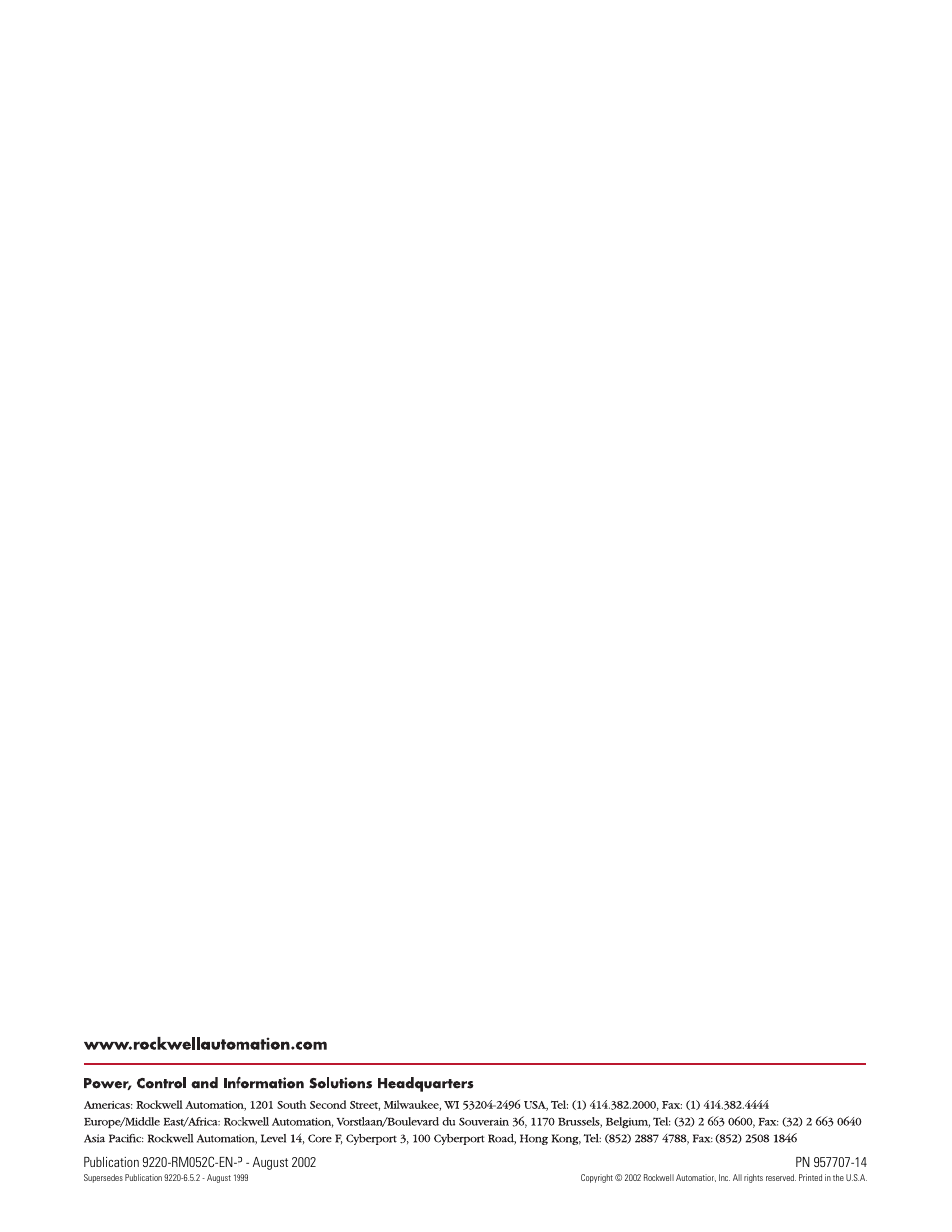 Back cover | Rockwell Automation 9220-WINTA ControlNet Traffic Analyzer Reference Manual User Manual | Page 96 / 96