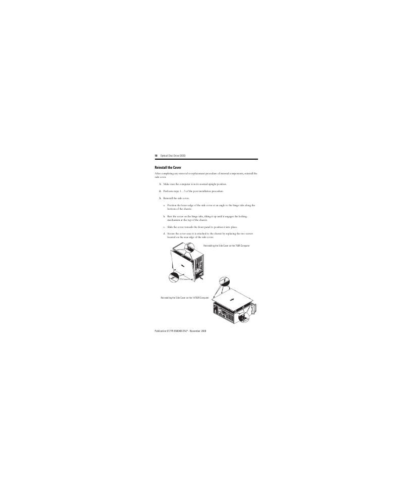 Reinstall the cover | Rockwell Automation 6189V-SLDUAL Optical Disc Drive (ODD) User Manual | Page 10 / 12