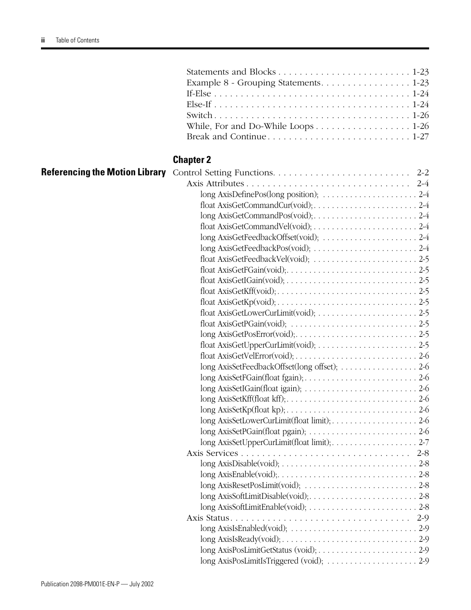 Rockwell Automation 2098-IPD-xxx Ultra5000 C Programming using the Motion Library User Manual | Page 4 / 114