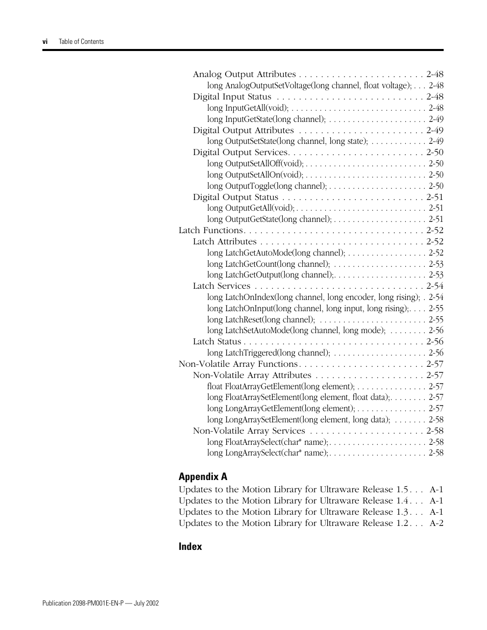 Rockwell Automation 2098-IPD-xxx Ultra5000 C Programming using the Motion Library User Manual | Page 8 / 114