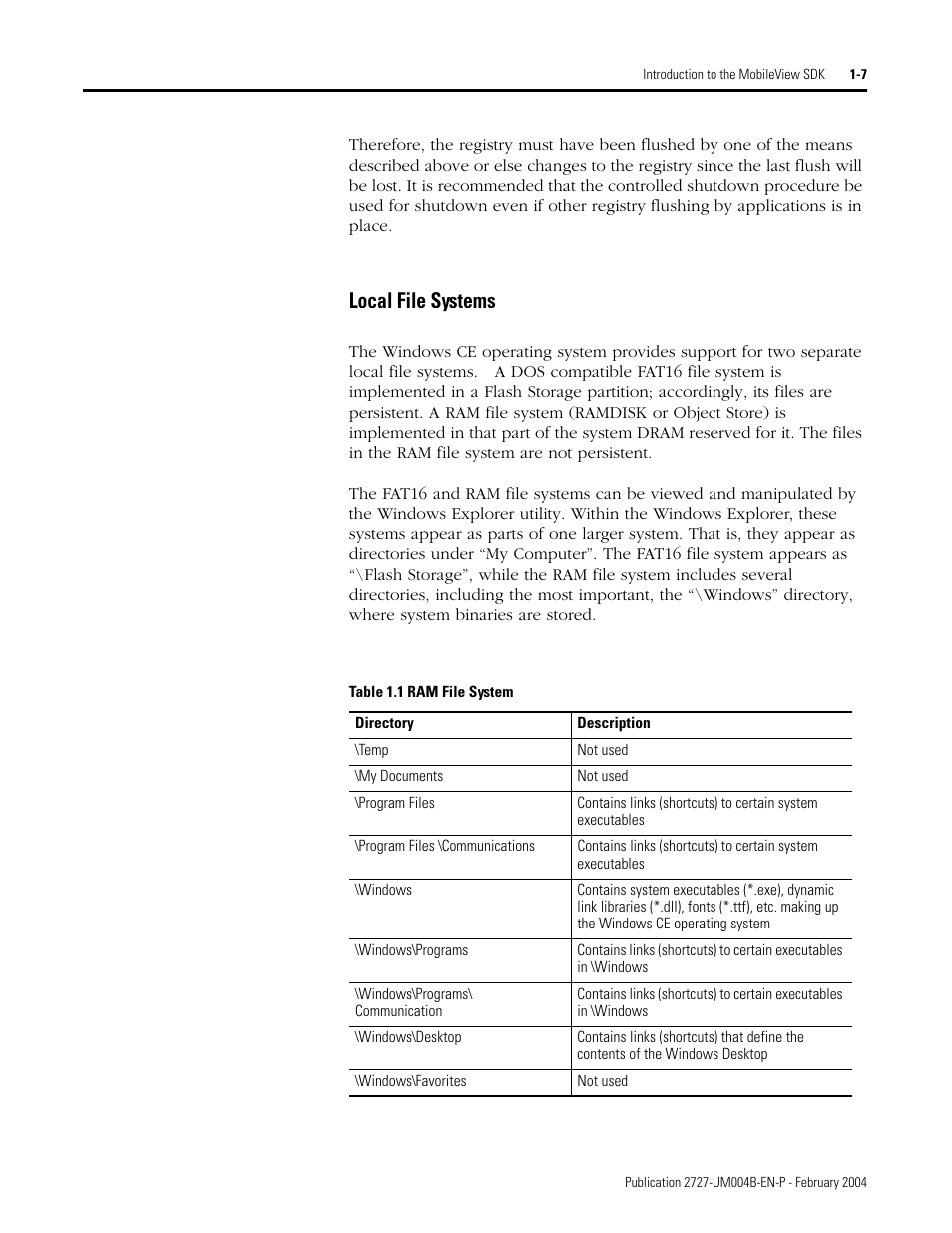 Local file systems | Rockwell Automation 2727-MRSDK MobileView Terminals Software Development Kit User Manual User Manual | Page 13 / 50