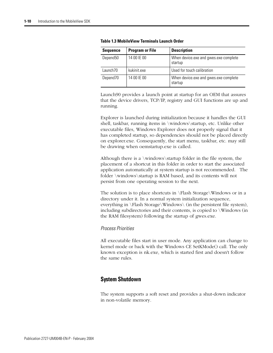 System shutdown | Rockwell Automation 2727-MRSDK MobileView Terminals Software Development Kit User Manual User Manual | Page 16 / 50