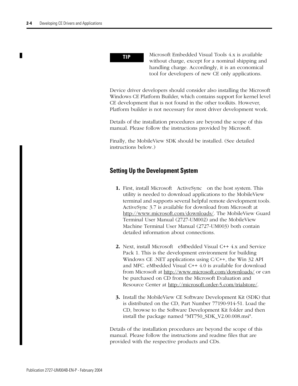 Setting up the development system | Rockwell Automation 2727-MRSDK MobileView Terminals Software Development Kit User Manual User Manual | Page 20 / 50
