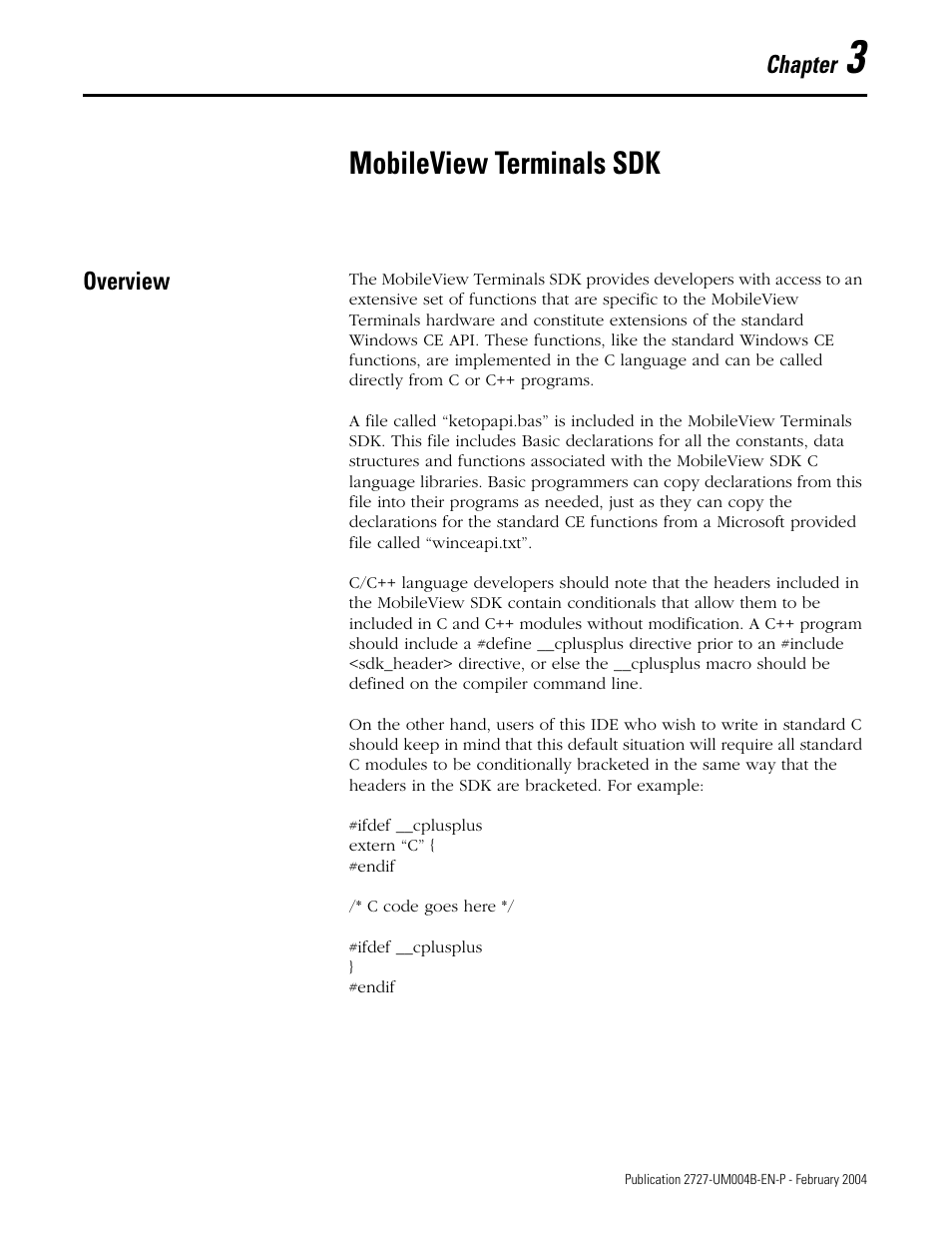 Chapter 3, Mobileview terminals sdk, Overview | Overview -1 | Rockwell Automation 2727-MRSDK MobileView Terminals Software Development Kit User Manual User Manual | Page 23 / 50