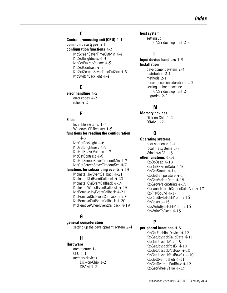 Index | Rockwell Automation 2727-MRSDK MobileView Terminals Software Development Kit User Manual User Manual | Page 47 / 50