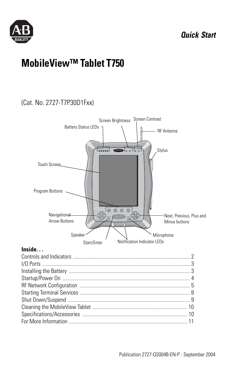 Rockwell Automation 2727-T7P30D1Fxx MobileView Tablet T750 Quick Start User Manual | 12 pages