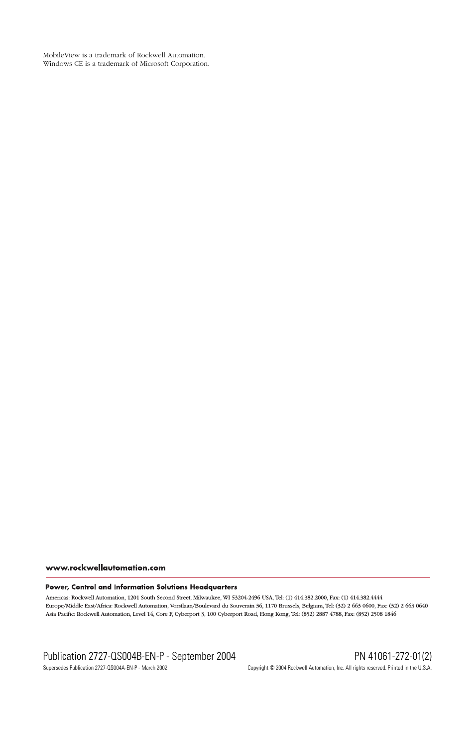 Back cover | Rockwell Automation 2727-T7P30D1Fxx MobileView Tablet T750 Quick Start User Manual | Page 12 / 12