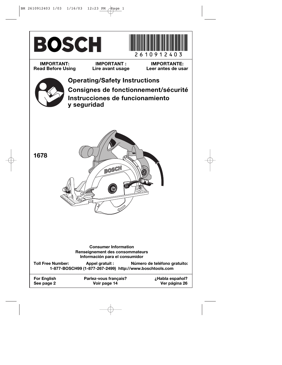 Bosch 1678 User Manual | 40 pages