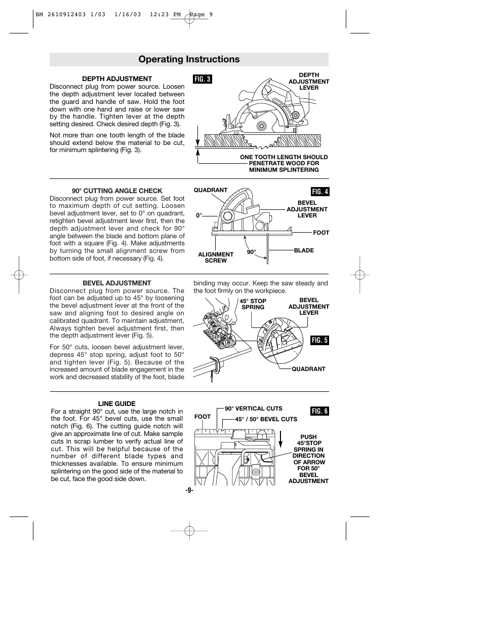 Operating instructions | Bosch 1678 User Manual | Page 9 / 40