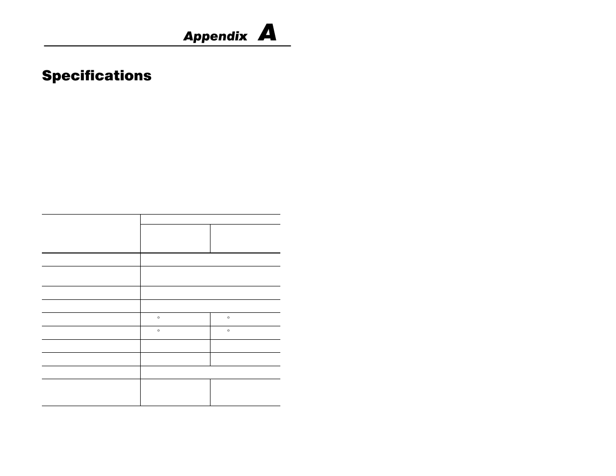 A - specifications, Scanner specifications, Specifications | Appendix | Rockwell Automation 2755 Cordless Hand-Held Scanner User Manual | Page 82 / 107