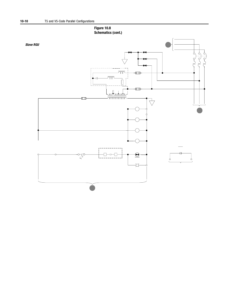 Figure 10.8 schematics (cont.), 10 t5 and v5-code parallel configurations, Gh i | Slave rgu | Rockwell Automation 2364P Parallel DC Bus Supply Config. User Manual | Page 114 / 217