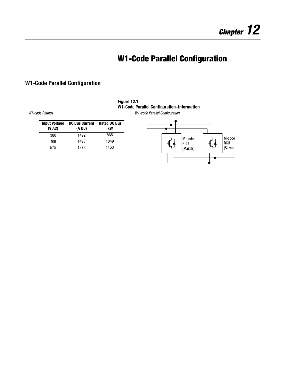 Chapter 12, W1-code parallel configuration, Chapter | Rockwell Automation 2364P Parallel DC Bus Supply Config. User Manual | Page 133 / 217