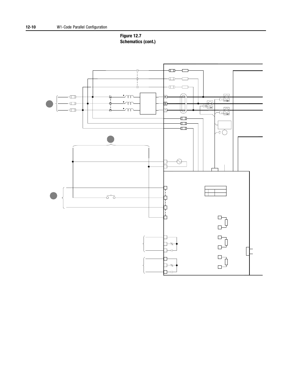 Figure 12.7 schematics (cont.), 10 w1-code parallel configuration | Rockwell Automation 2364P Parallel DC Bus Supply Config. User Manual | Page 142 / 217