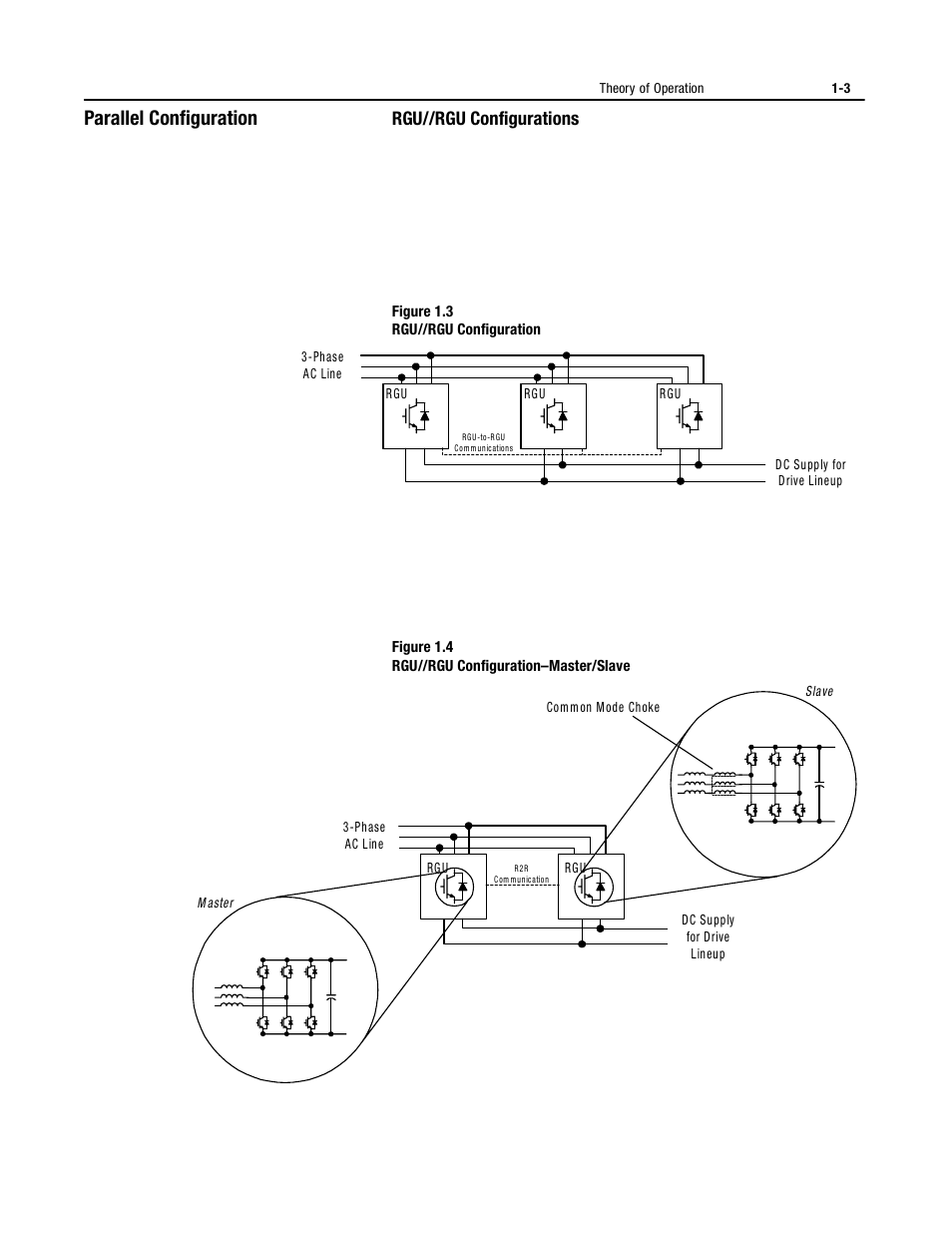 Parallel configuration, Rgu//rgu configurations | Rockwell Automation 2364P Parallel DC Bus Supply Config. User Manual | Page 15 / 217