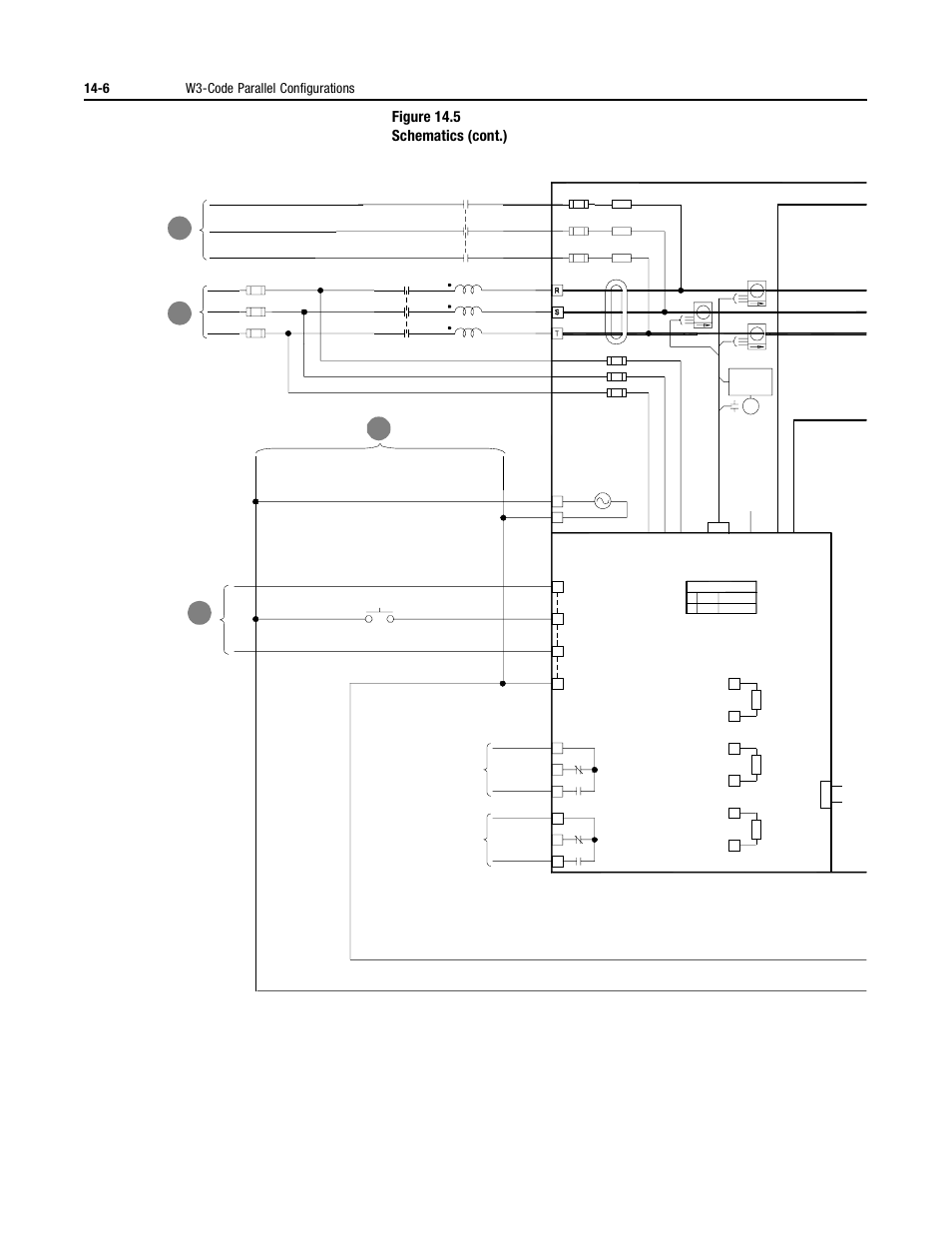 Figure 14.5 schematics (cont.), 6 w3-code parallel configurations | Rockwell Automation 2364P Parallel DC Bus Supply Config. User Manual | Page 162 / 217