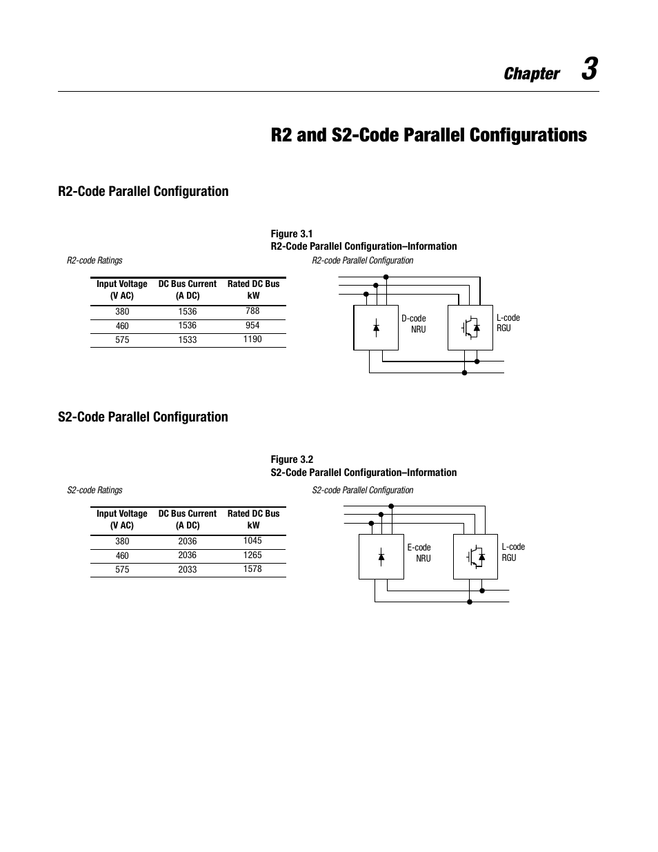 Chapter 3, R2 and s2-code parallel configurations, R2-code parallel configuration | S2-code parallel configuration, Chapter | Rockwell Automation 2364P Parallel DC Bus Supply Config. User Manual | Page 35 / 217