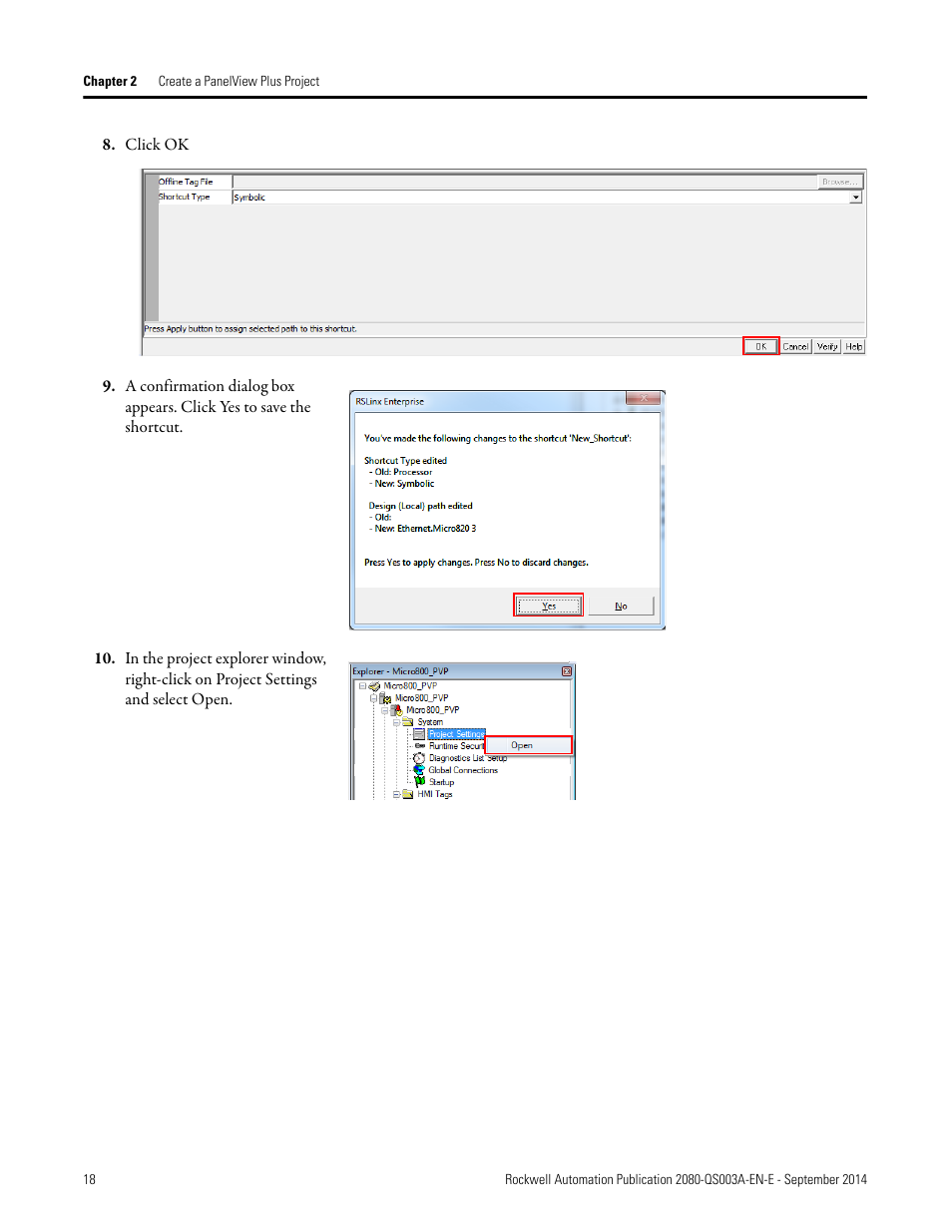 Click ok | Rockwell Automation 2080-LC50 Micro800 Programmable Controllers: Getting Started with PanelView Plus User Manual | Page 18 / 62