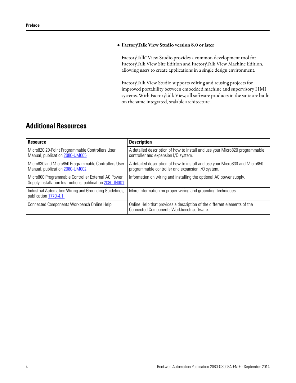Additional resources | Rockwell Automation 2080-LC50 Micro800 Programmable Controllers: Getting Started with PanelView Plus User Manual | Page 4 / 62