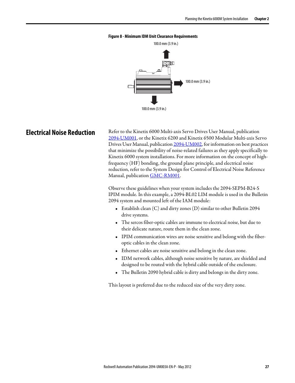 Electrical noise reduction | Rockwell Automation MDF-SB1304F Kinetix 6000M Integrated Drive-Motor System User Manual | Page 27 / 144