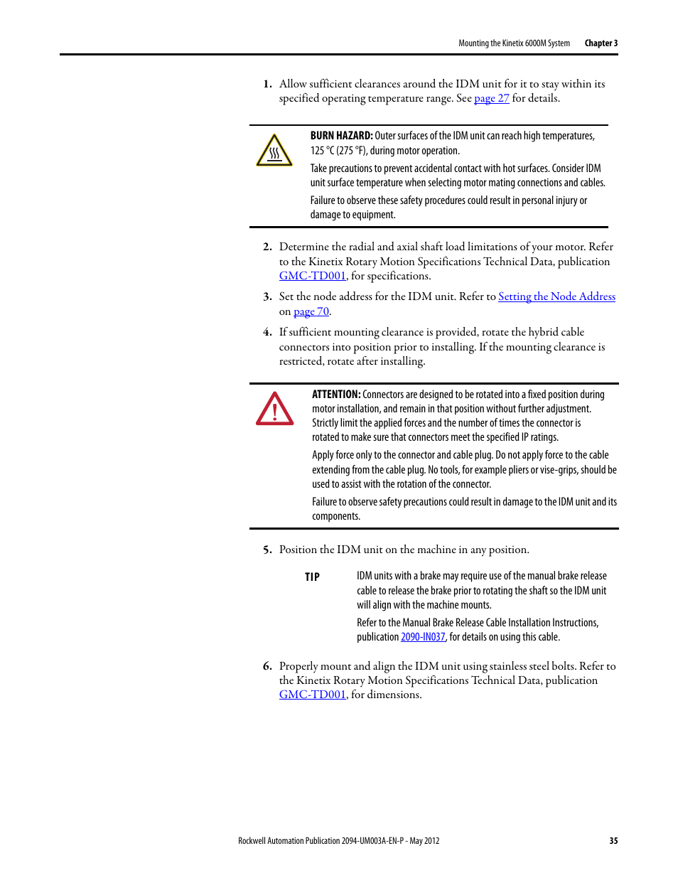 Rockwell Automation MDF-SB1304F Kinetix 6000M Integrated Drive-Motor System User Manual | Page 35 / 144