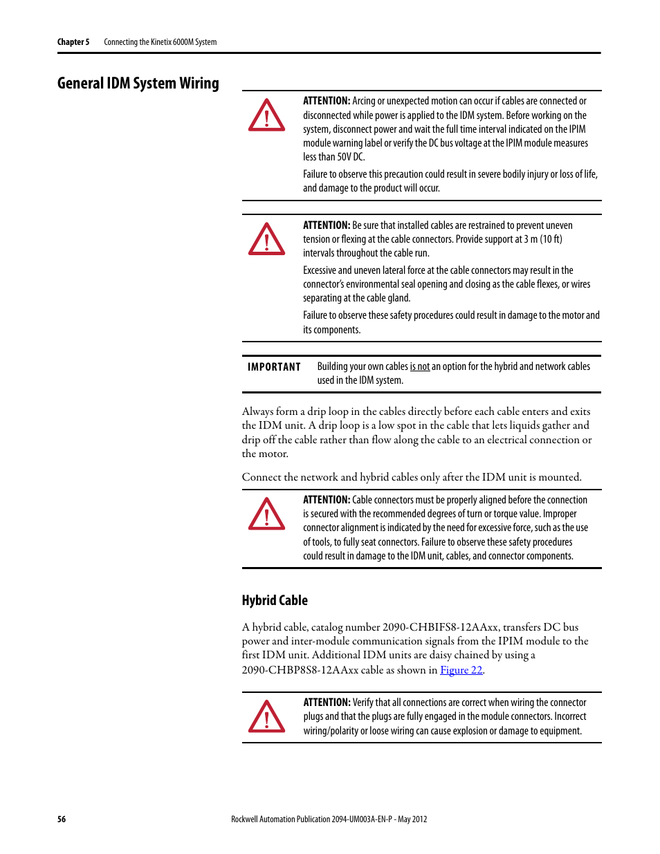 General idm system wiring, Hybrid cable | Rockwell Automation MDF-SB1304F Kinetix 6000M Integrated Drive-Motor System User Manual | Page 56 / 144