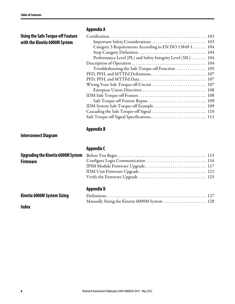 Rockwell Automation MDF-SB1304F Kinetix 6000M Integrated Drive-Motor System User Manual | Page 6 / 144