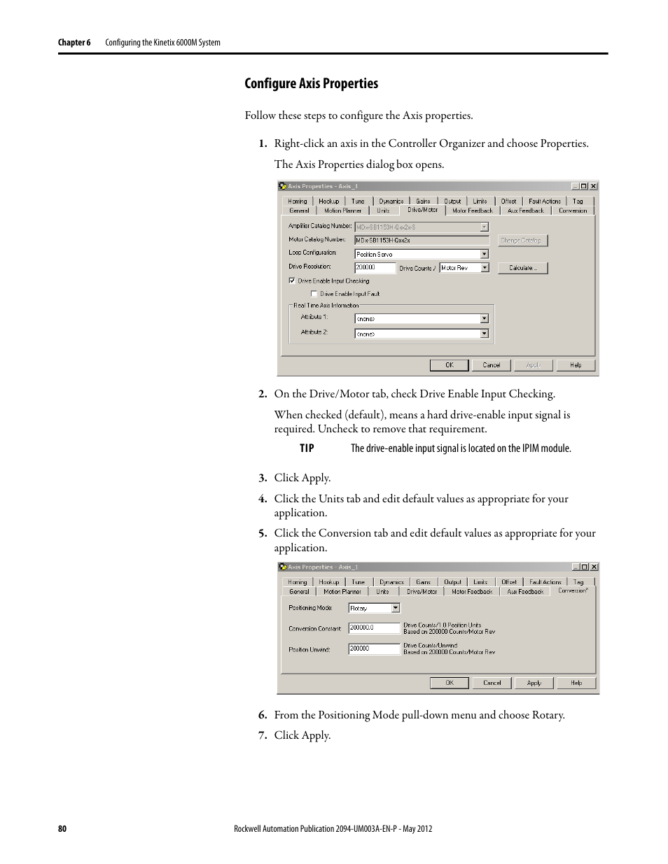 Configure axis properties | Rockwell Automation MDF-SB1304F Kinetix 6000M Integrated Drive-Motor System User Manual | Page 80 / 144