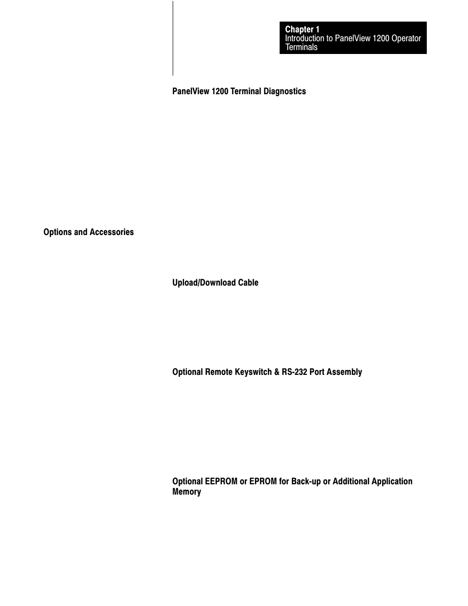 Options and accessories | Rockwell Automation 2711-KA1_KC1_TA1_TA4_TC1_TC4 PanelView Terminals for DOS/Windows User Manual | Page 17 / 103