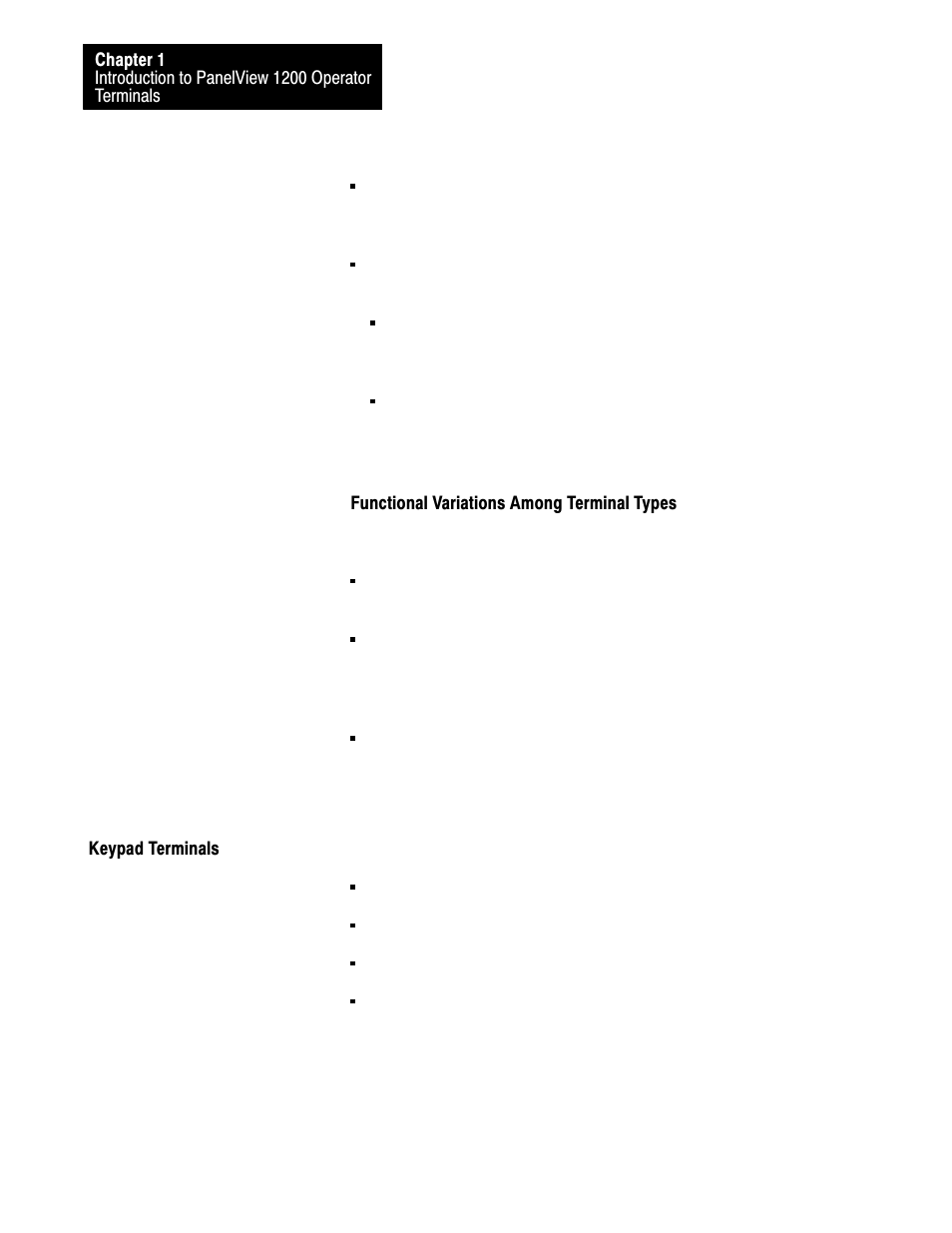 Keypad terminals | Rockwell Automation 2711-KA1_KC1_TA1_TA4_TC1_TC4 PanelView Terminals for DOS/Windows User Manual | Page 18 / 103