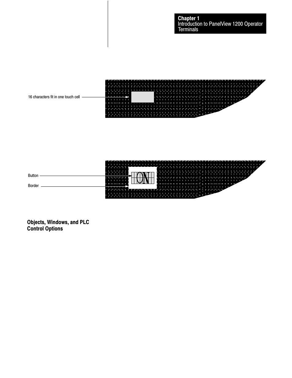 Objects, windows, and plc control options, 1ć11 | Rockwell Automation 2711-KA1_KC1_TA1_TA4_TC1_TC4 PanelView Terminals for DOS/Windows User Manual | Page 21 / 103