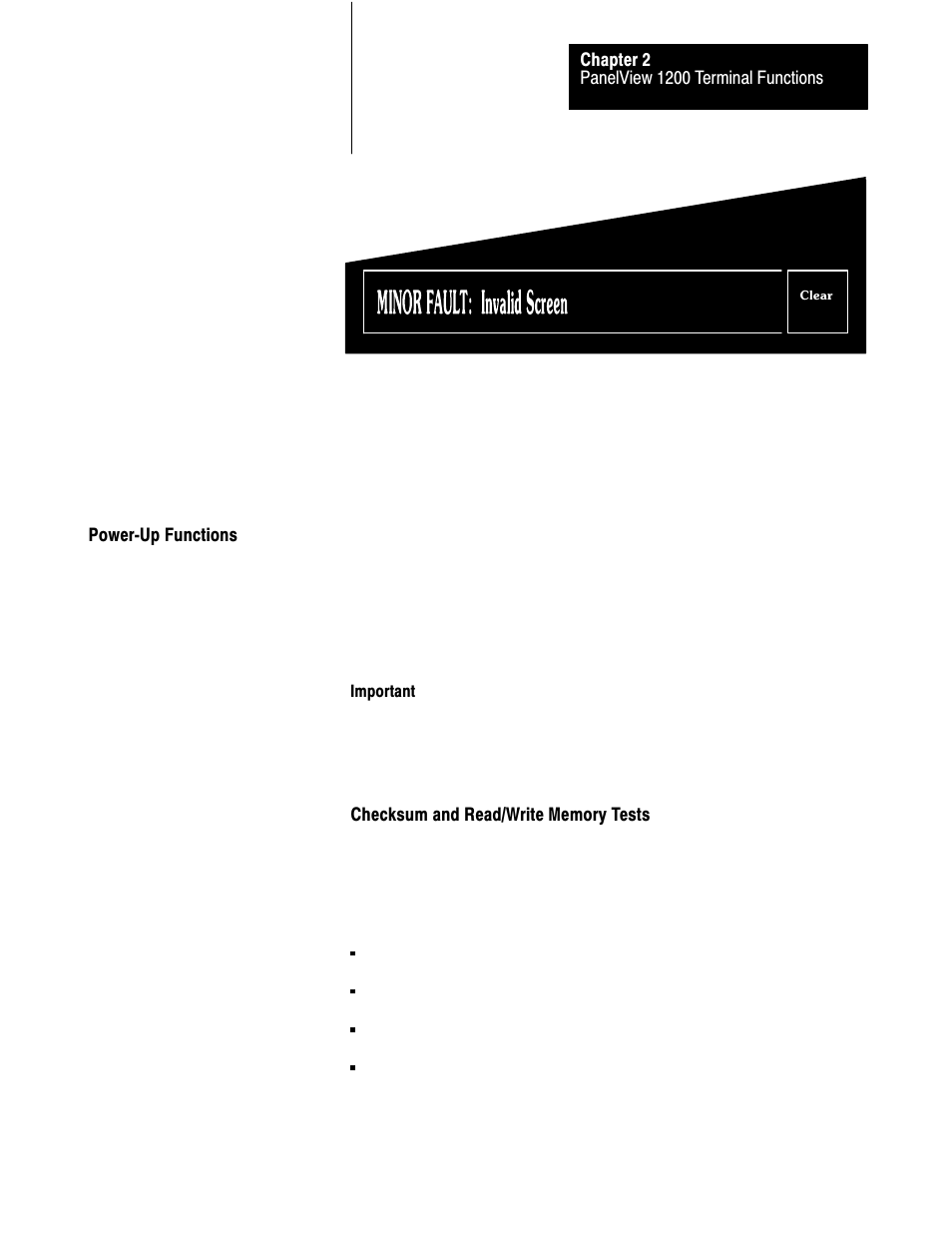 Power-up functions | Rockwell Automation 2711-KA1_KC1_TA1_TA4_TC1_TC4 PanelView Terminals for DOS/Windows User Manual | Page 32 / 103