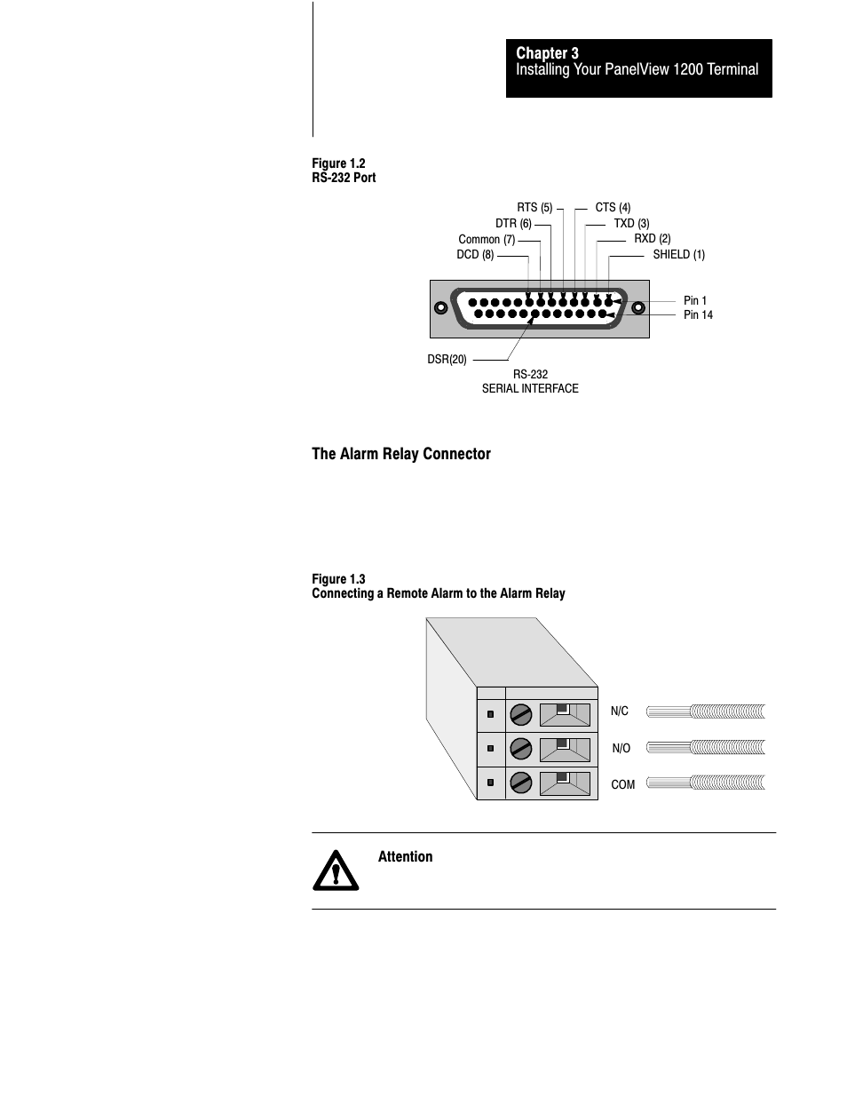 The alarm relay connector | Rockwell Automation 2711-KA1_KC1_TA1_TA4_TC1_TC4 PanelView Terminals for DOS/Windows User Manual | Page 58 / 103