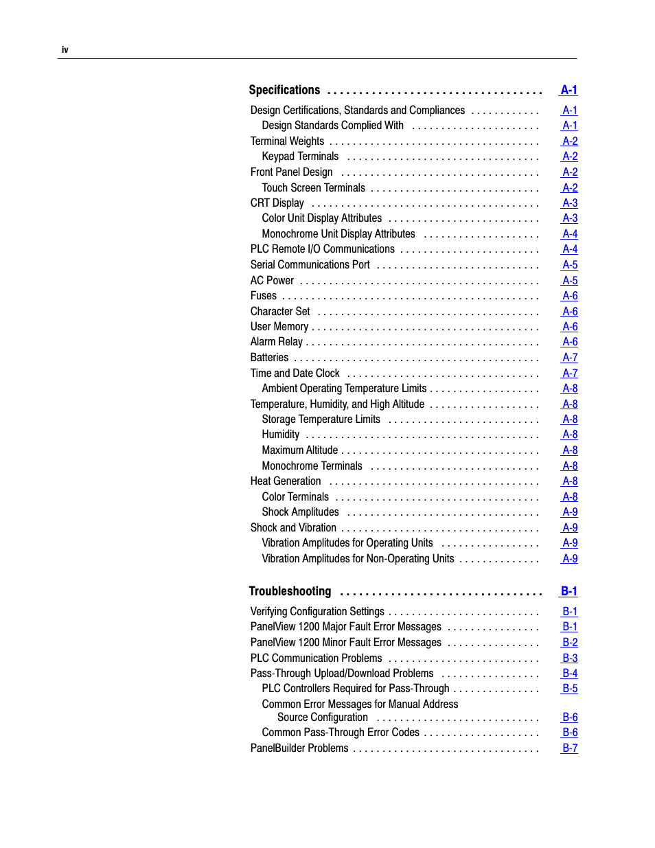 Rockwell Automation 2711-KA1_KC1_TA1_TA4_TC1_TC4 PanelView Terminals for DOS/Windows User Manual | Page 6 / 103