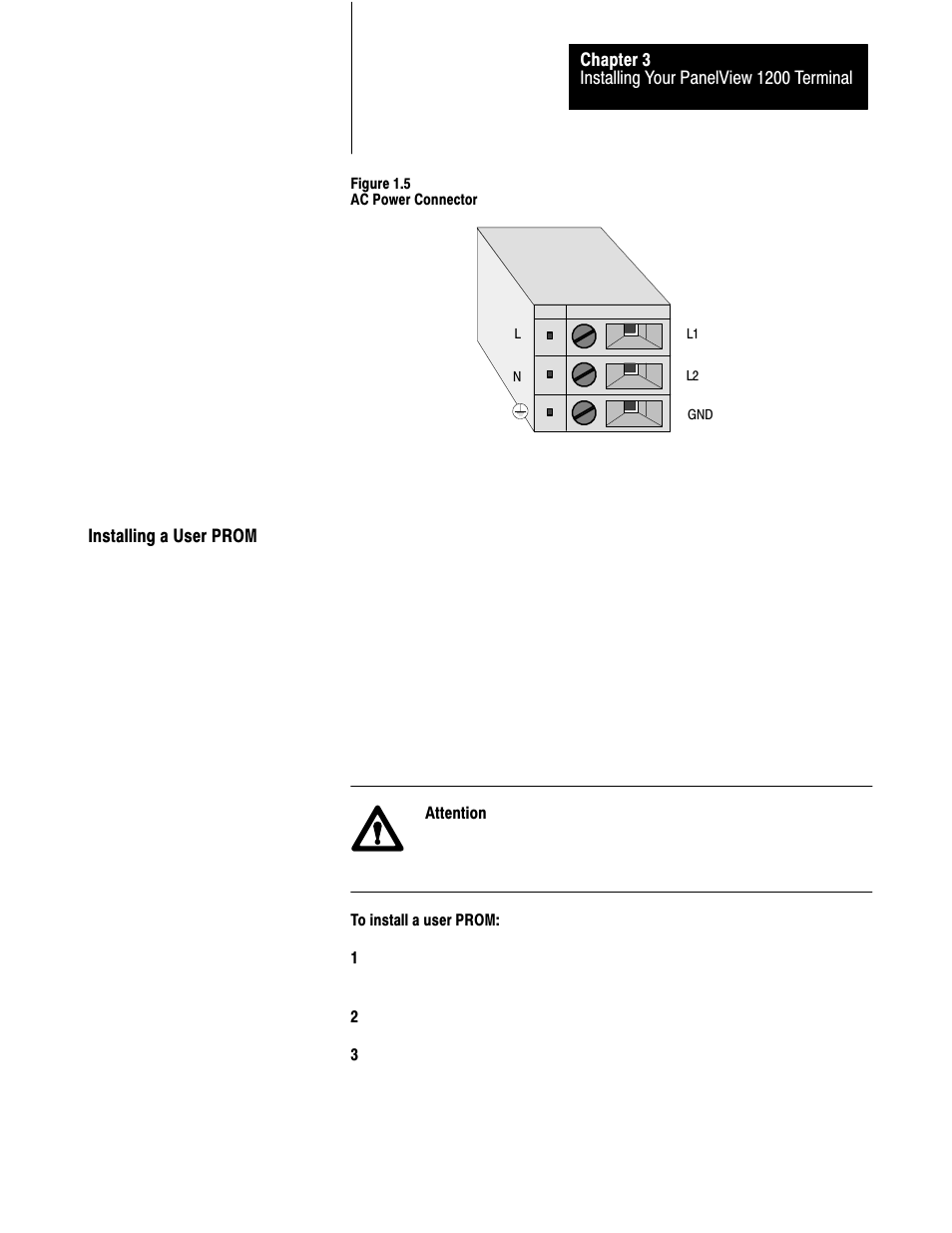 Installing a user prom | Rockwell Automation 2711-KA1_KC1_TA1_TA4_TC1_TC4 PanelView Terminals for DOS/Windows User Manual | Page 60 / 103