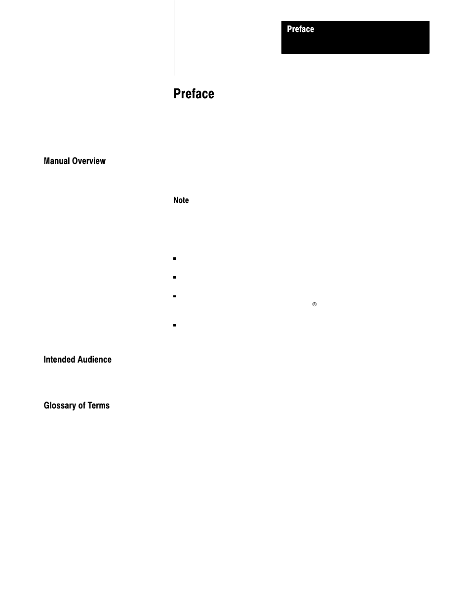 Preface, Manual overview, Intended audience | Glossary of terms | Rockwell Automation 2711-KA1_KC1_TA1_TA4_TC1_TC4 PanelView Terminals for DOS/Windows User Manual | Page 7 / 103