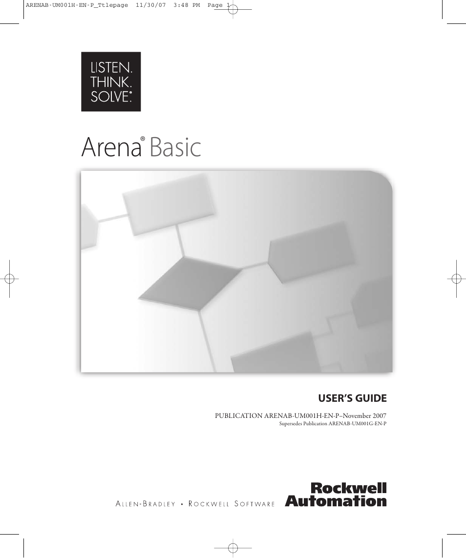 Rockwell Automation Arena Basic Edition Users Guide User Manual | 90 pages