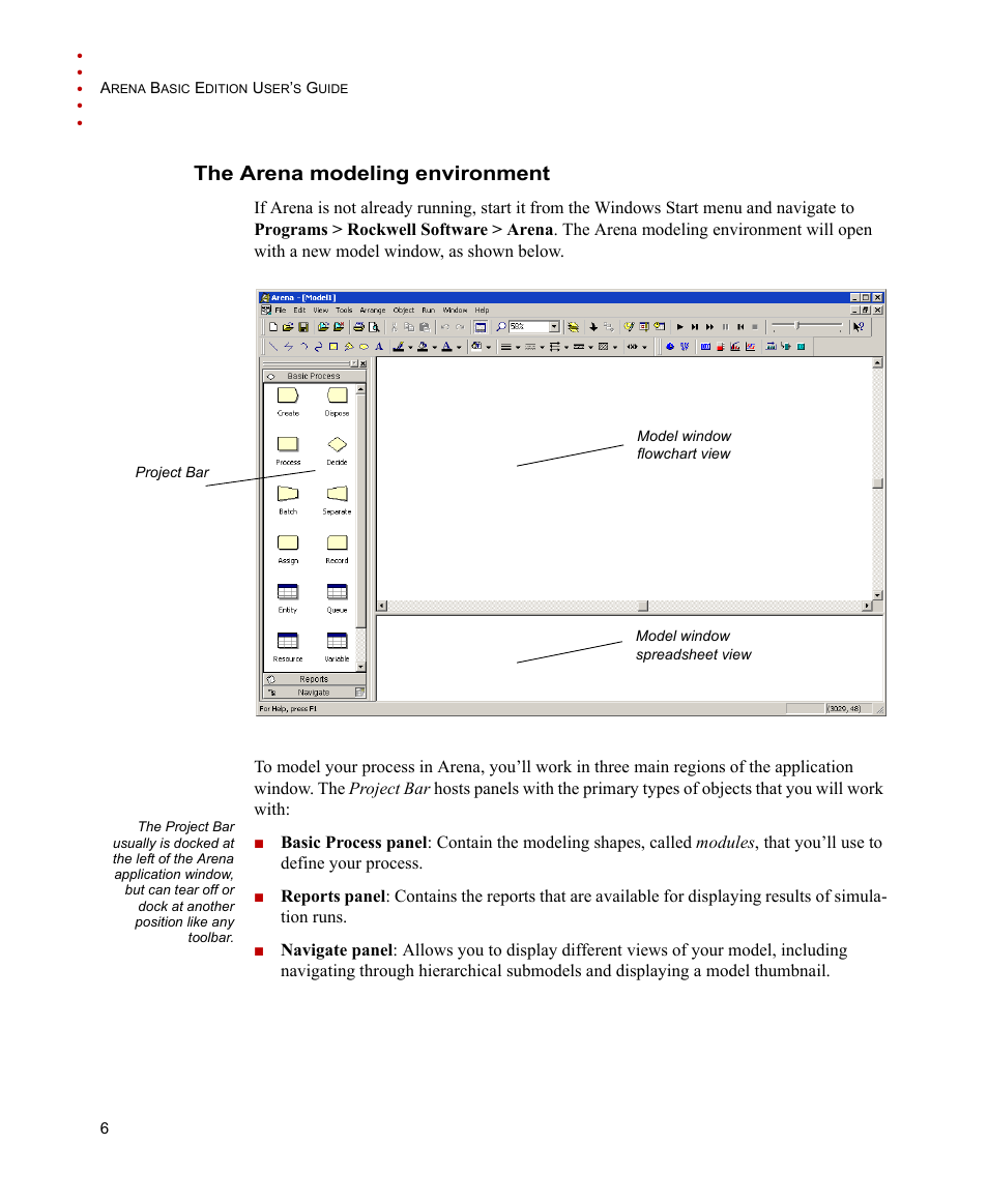 The arena modeling environment | Rockwell Automation Arena Basic Edition Users Guide User Manual | Page 12 / 90