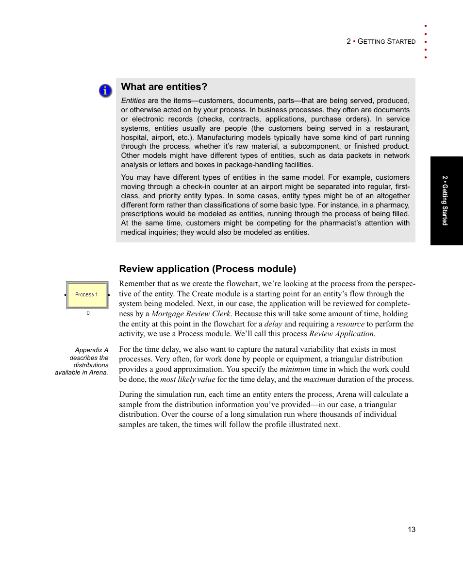 What are entities, Review application (process module) | Rockwell Automation Arena Basic Edition Users Guide User Manual | Page 19 / 90
